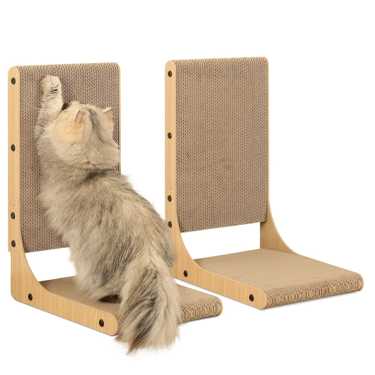 2-Pack L-Shaped Cat Scratching Board – 25.6" Tall Cardboard Scratcher for Indoor Cats