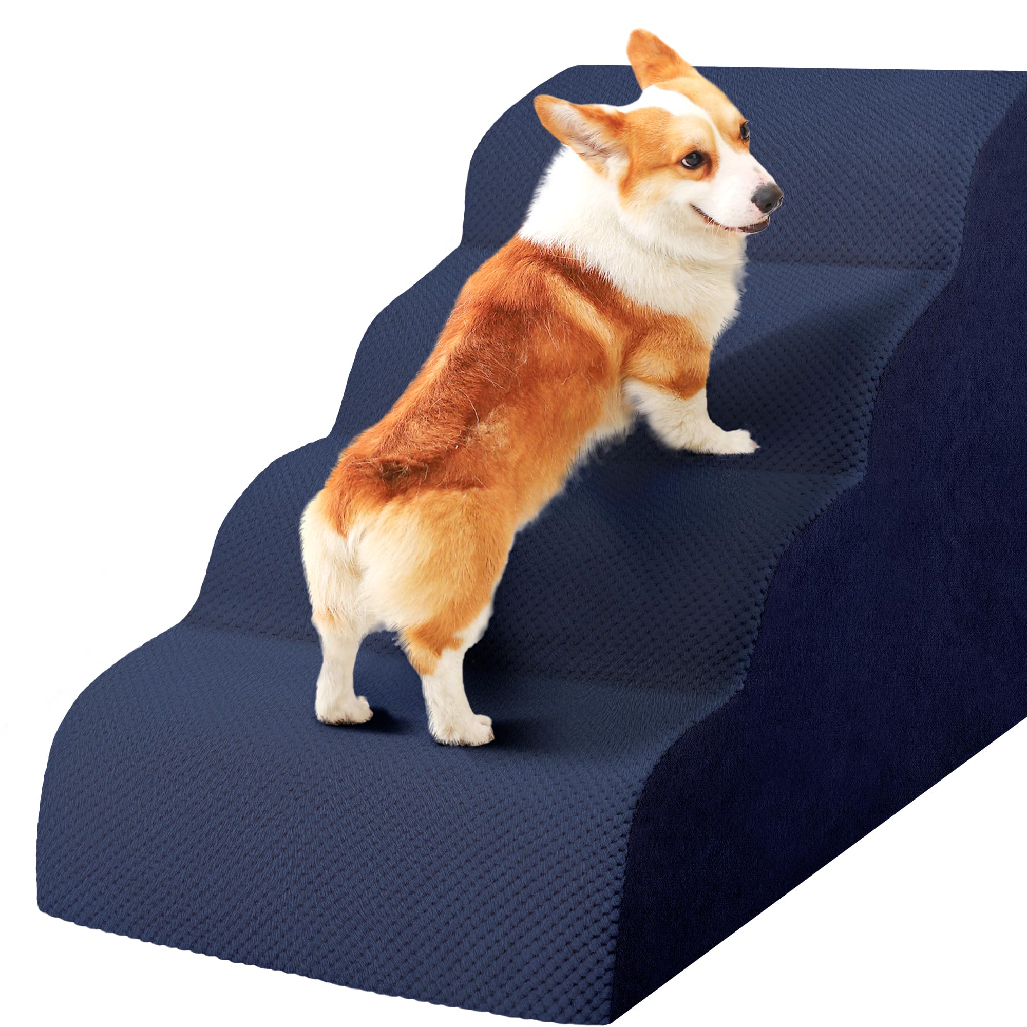 3-Step Dog Stairs for Small Dogs – Soft Foam Pet Steps for Bed & Couch
