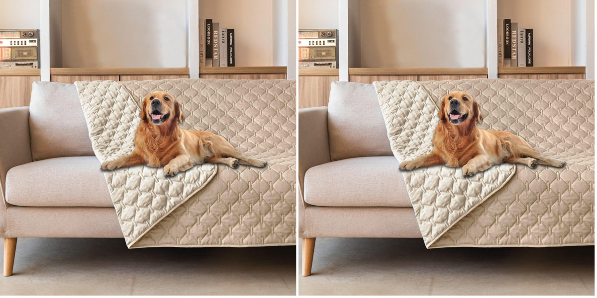 Reversible Quilted Pet Blanket for Beds & Sofas