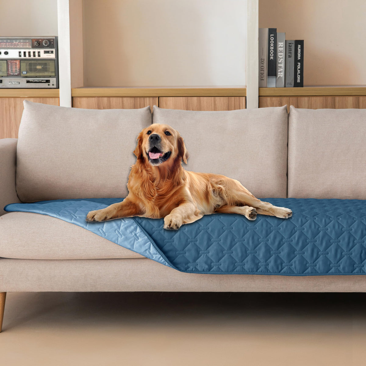 Reversible Quilted Pet Blanket for Beds & Sofas