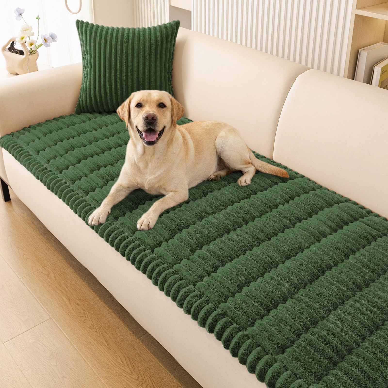 Plush Ribbed Pet Couch Cover