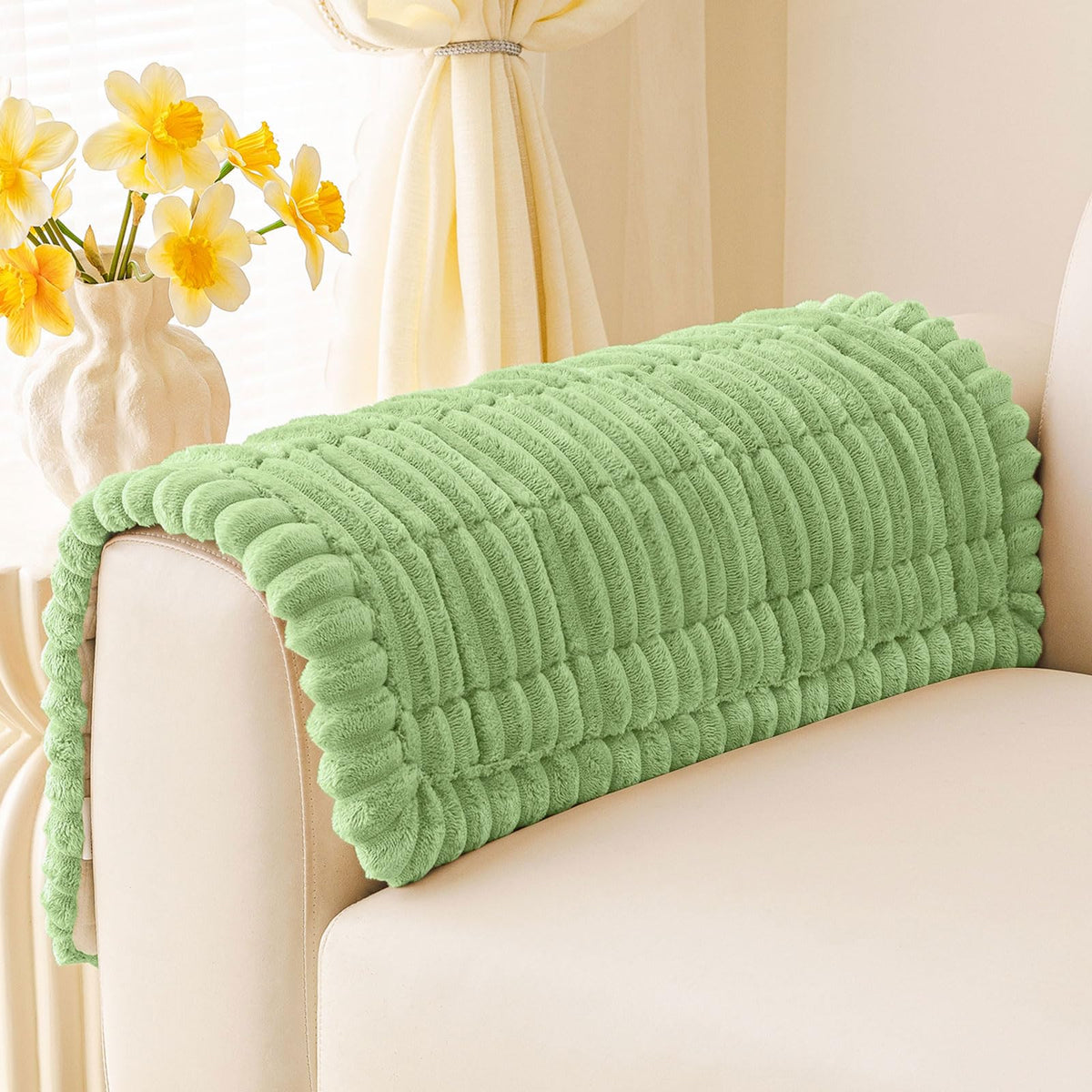 Plush Ribbed Pet Couch Cover