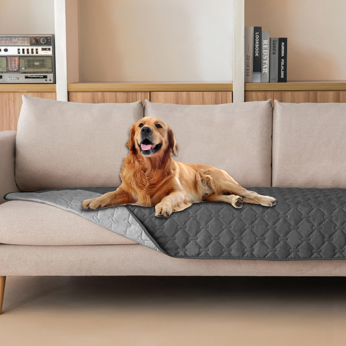 Reversible Quilted Pet Blanket for Beds & Sofas