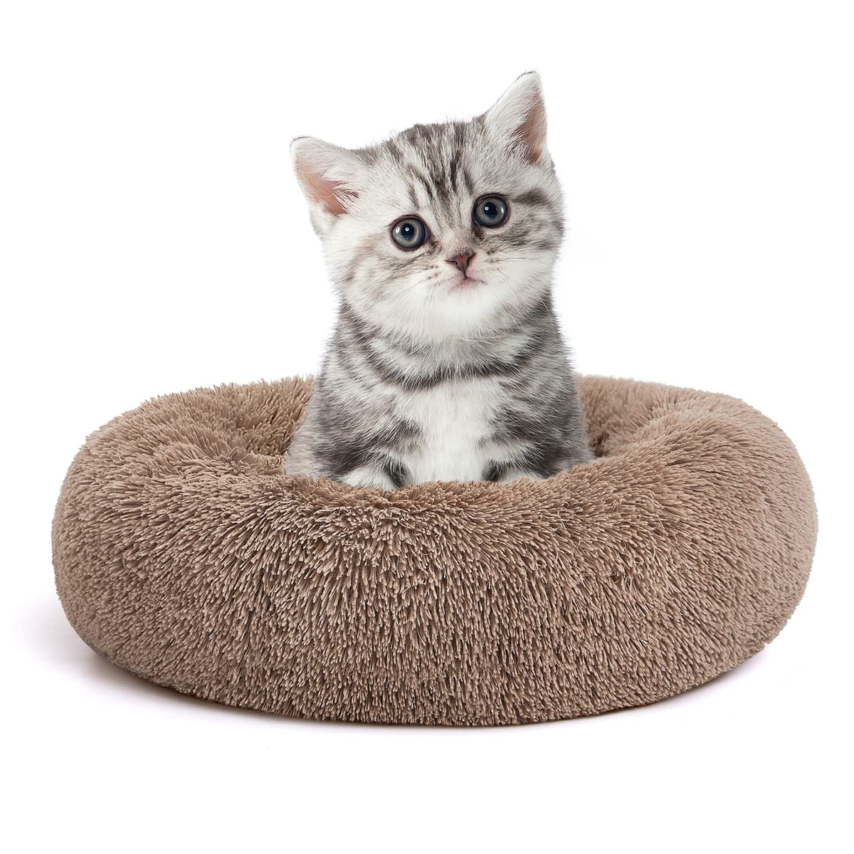23" Round Donut Dog Bed – Plush Washable Pet Bed for Dogs & Cats