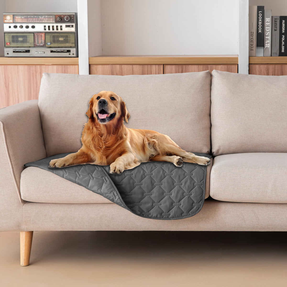Reversible Quilted Pet Blanket for Beds & Sofas