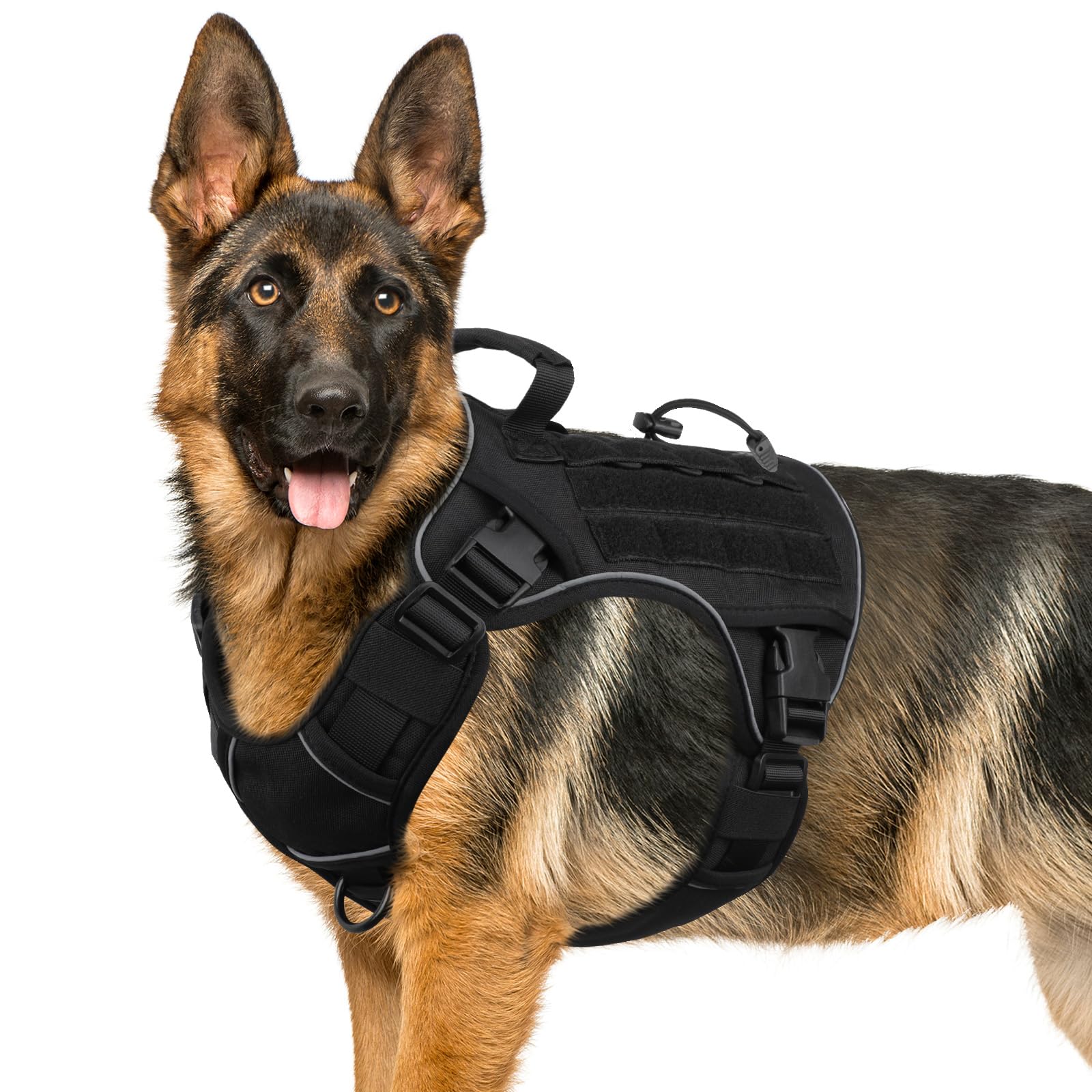 Tactical Dog Harness for Large Dogs – Adjustable No Pull Harness with Handle