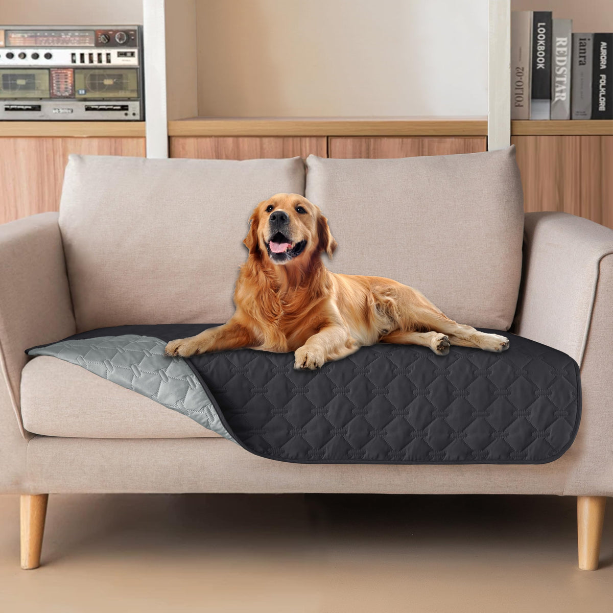 Reversible Quilted Pet Blanket for Beds & Sofas