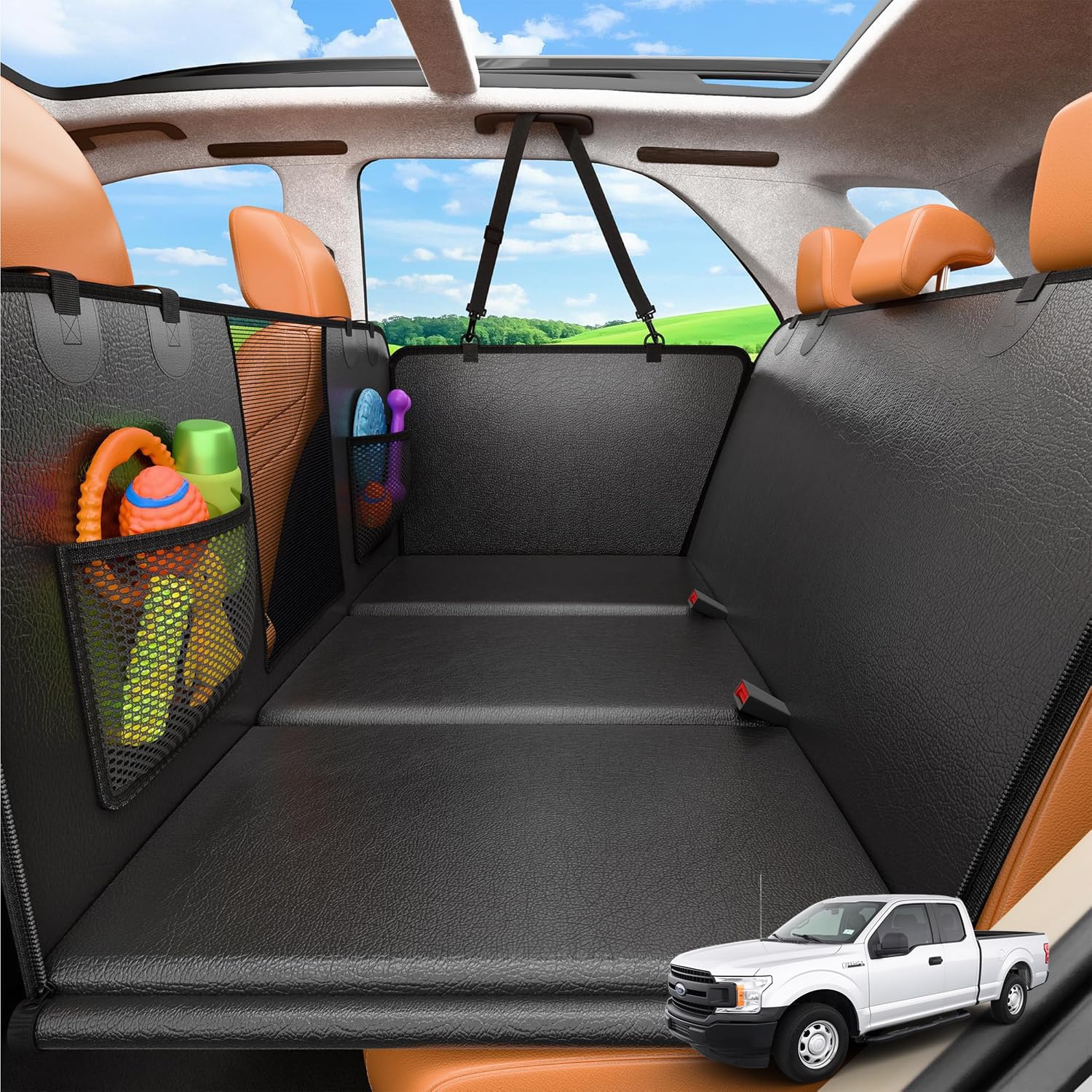 Hard-Bottom Dog Back Seat Extender & Car Cover
