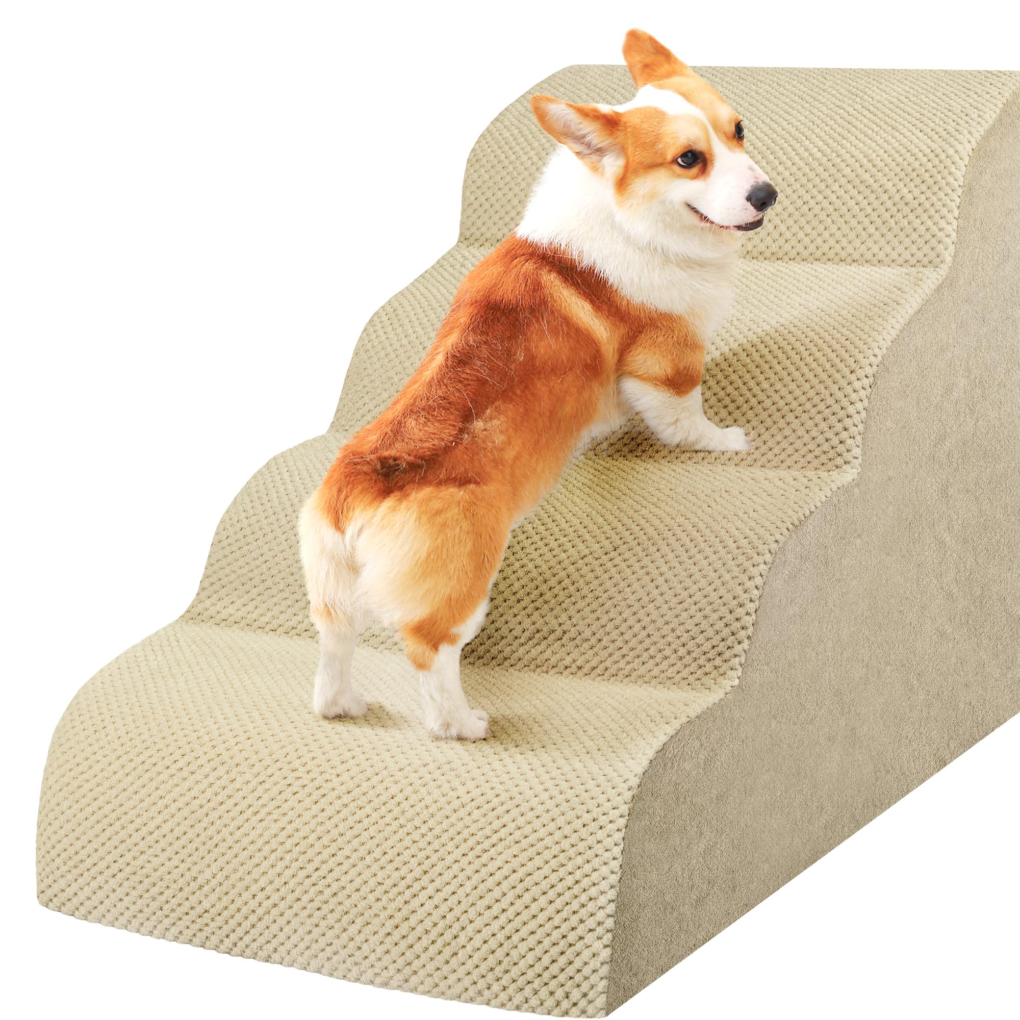 3-Step Dog Stairs for Small Dogs – Soft Foam Pet Steps for Bed & Couch