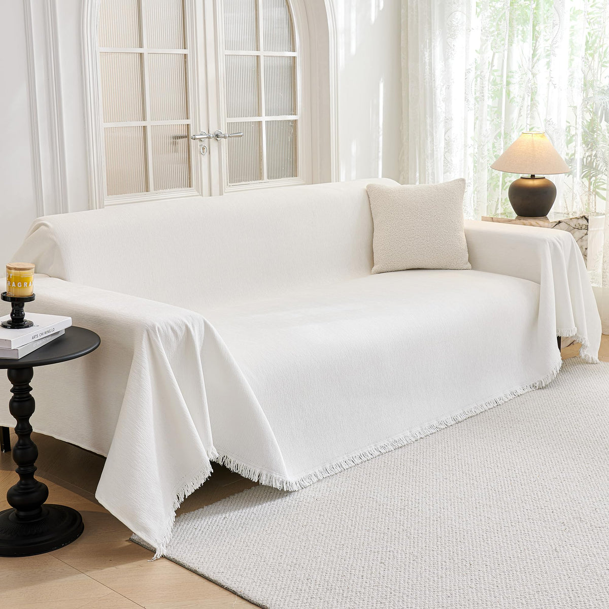 Chenille Pet Couch Cover with Tassel Edges