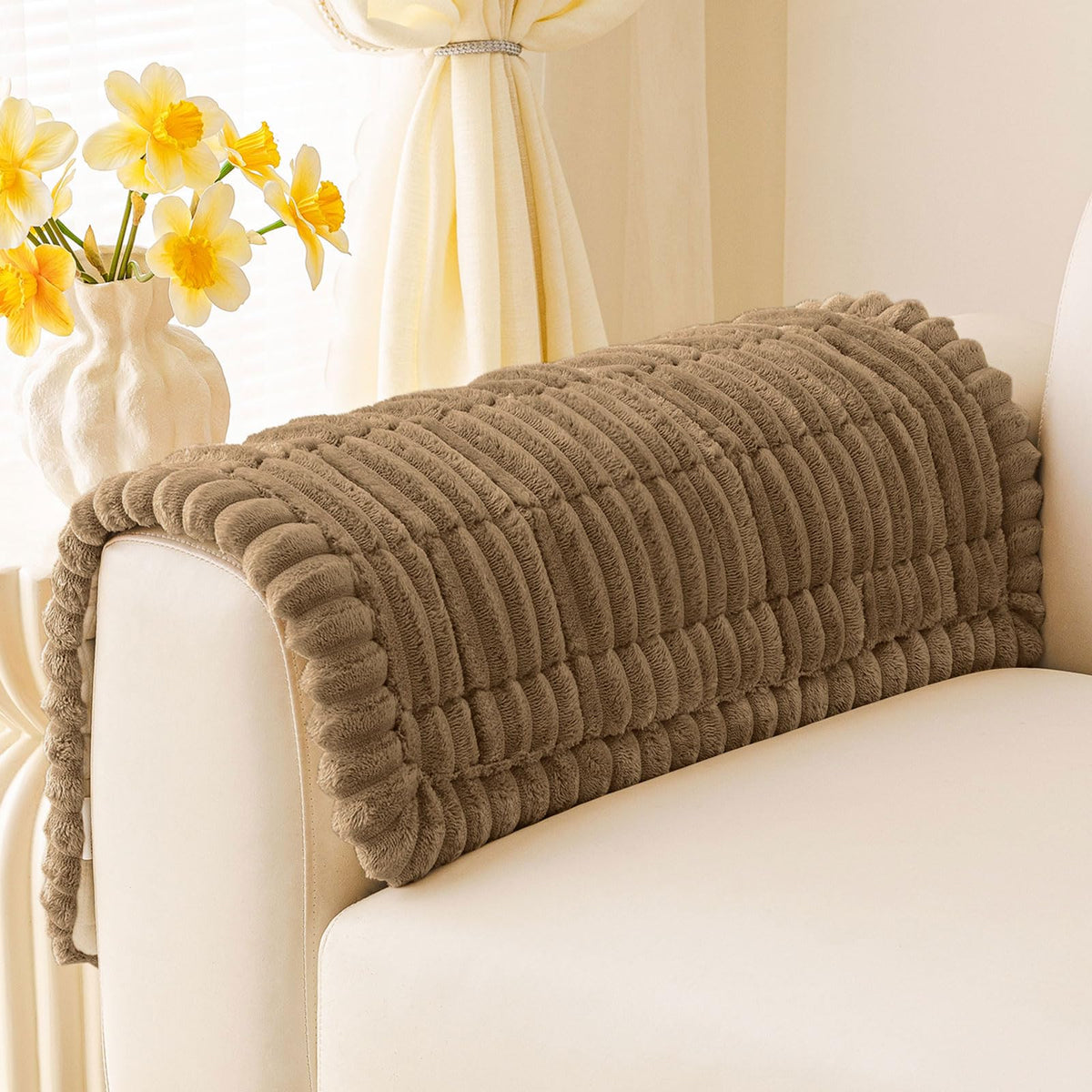 Plush Ribbed Pet Couch Cover