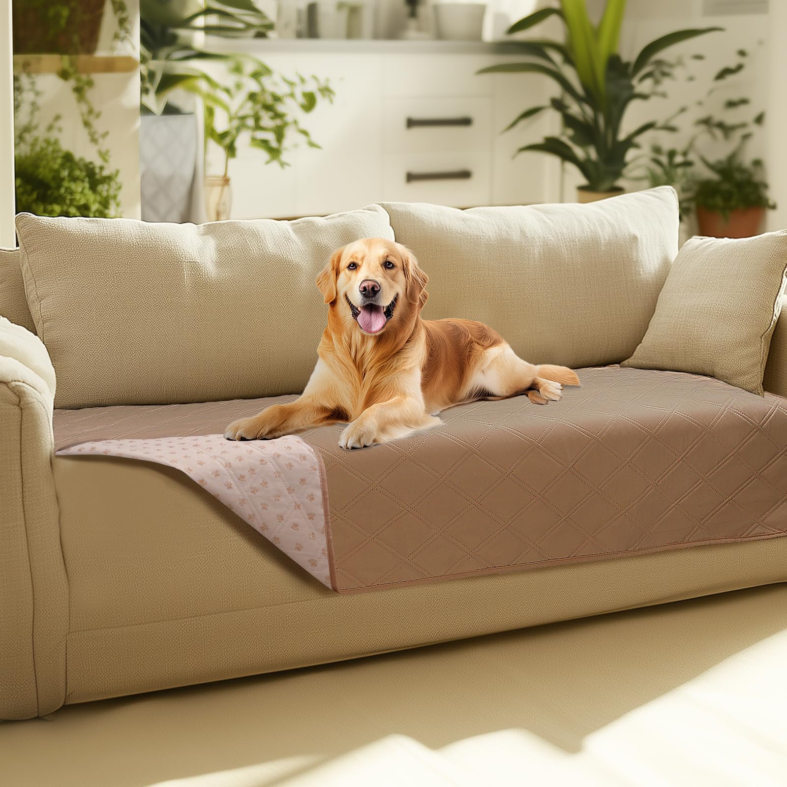 Quilted Pet Couch Protector with Non-Slip Back