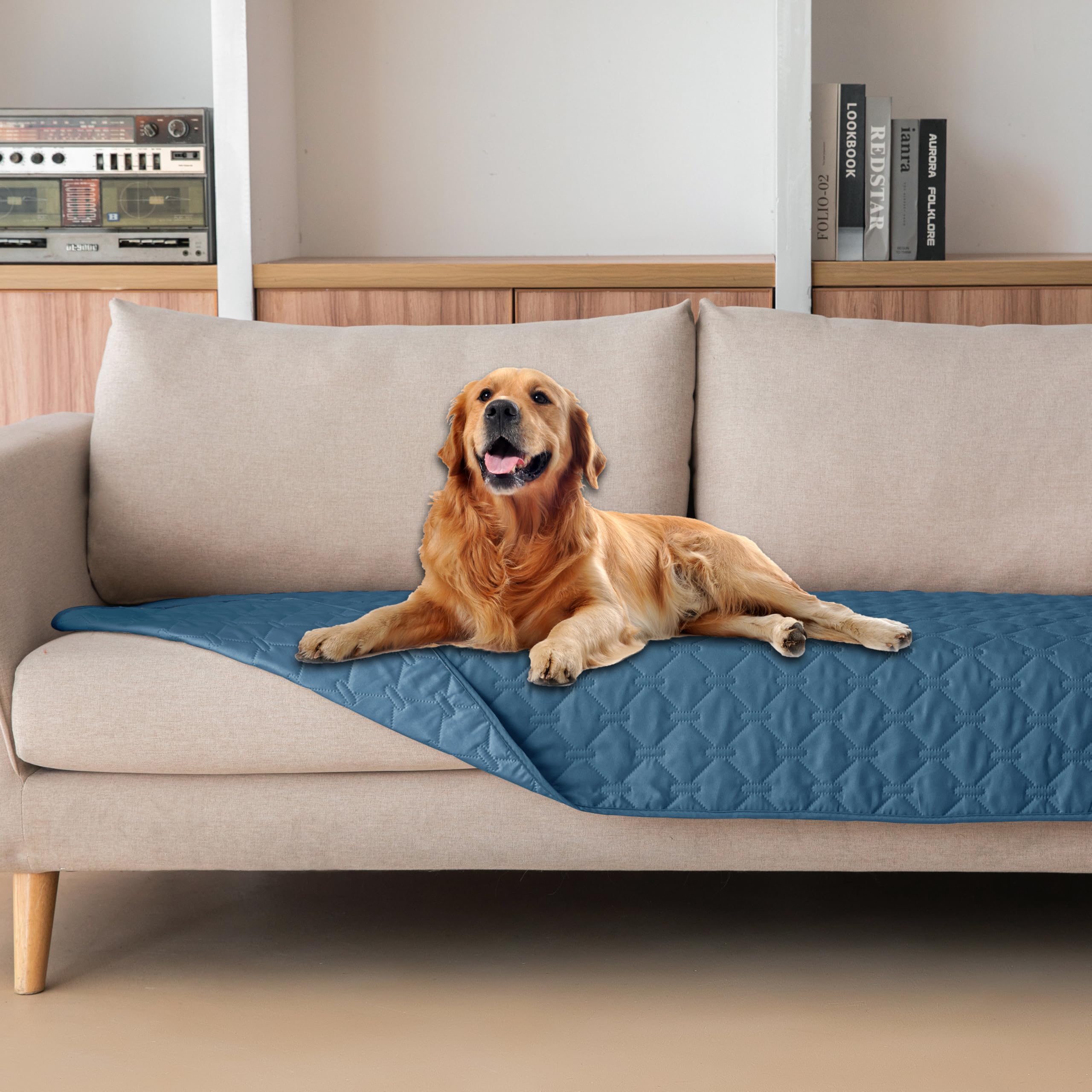 Reversible Quilted Pet Blanket for Beds & Sofas