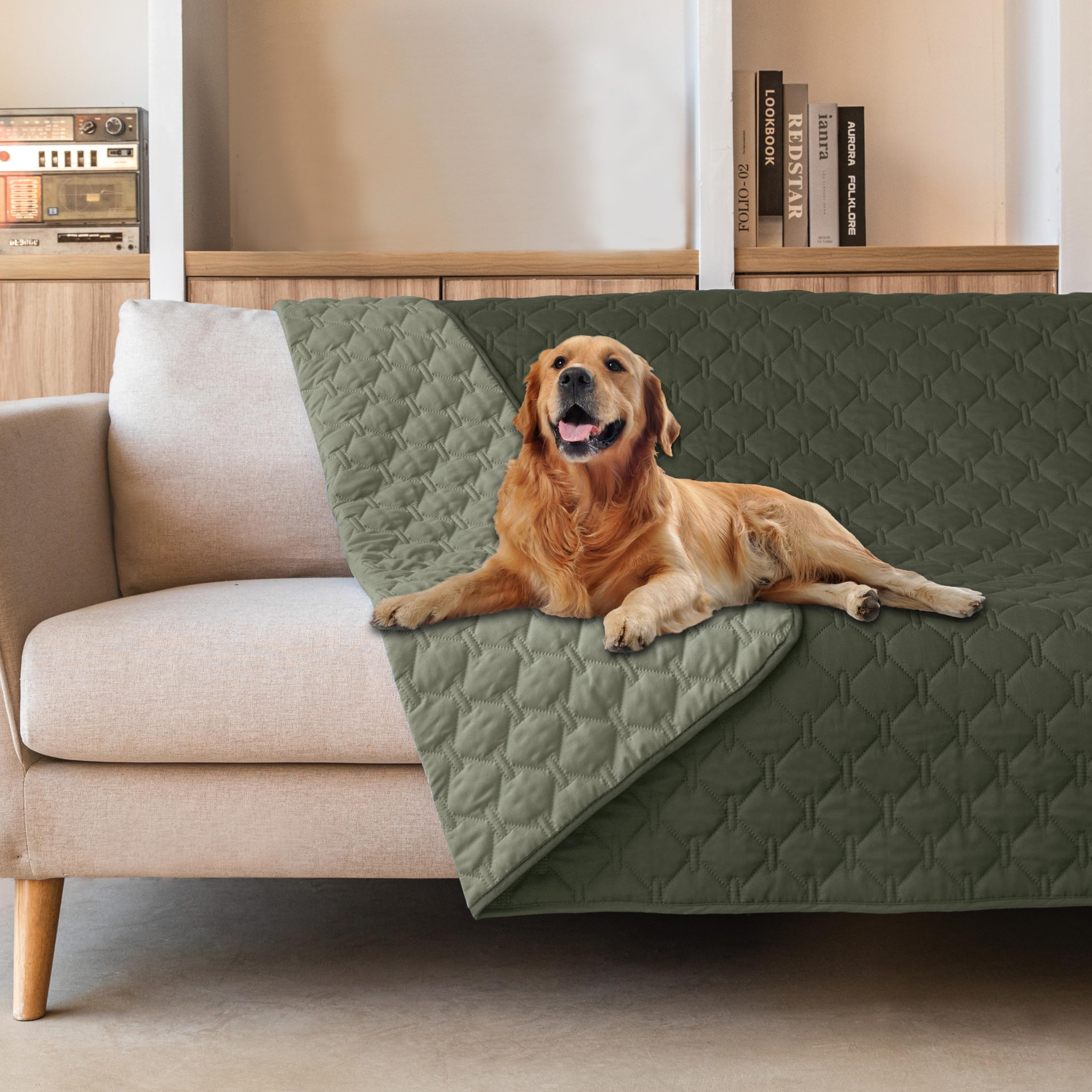 Reversible Quilted Pet Blanket for Beds & Sofas