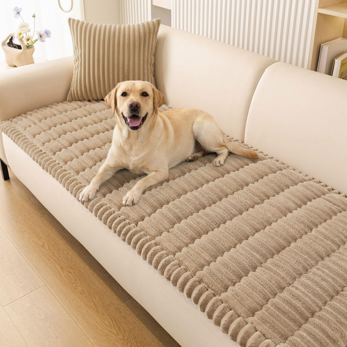 Plush Ribbed Pet Couch Cover
