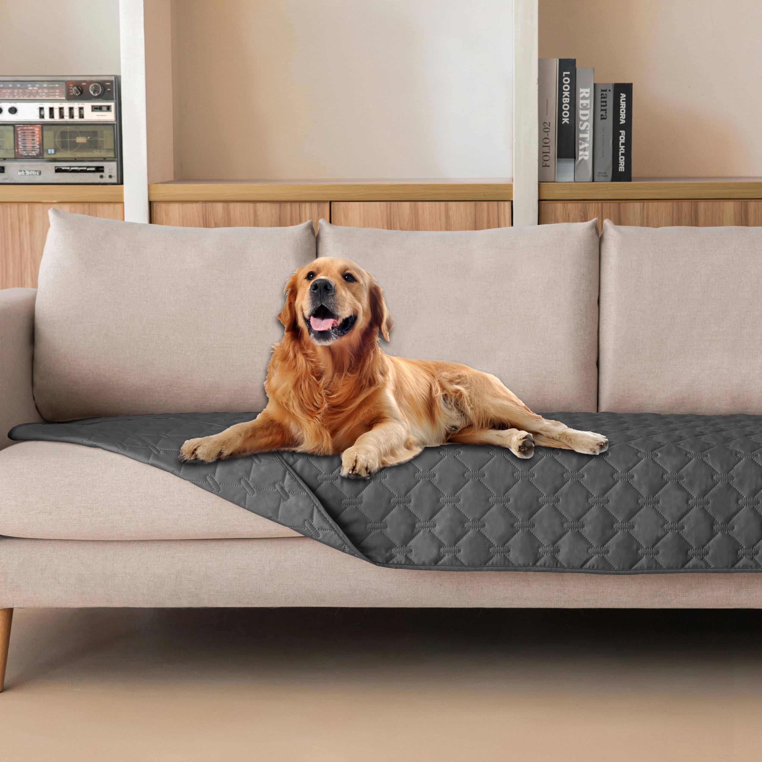 Reversible Quilted Pet Blanket for Beds & Sofas