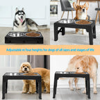 5-Height Elevated Dog Bowl Stand with 2 Steel Bowls