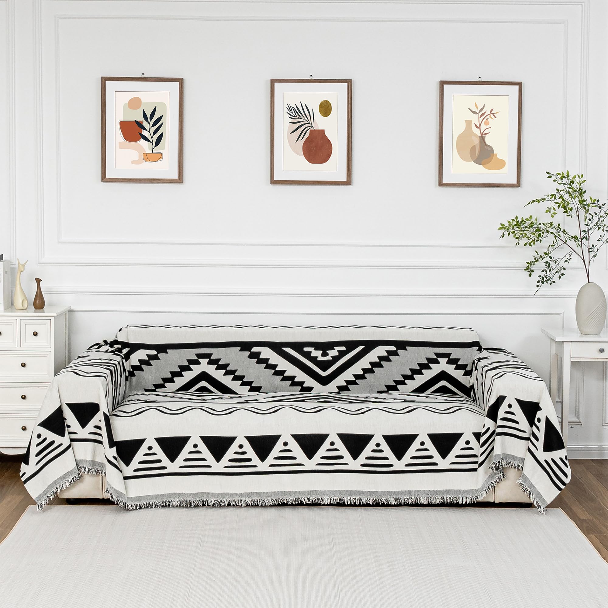 Chenille Pet Couch Cover with Tassel Edges