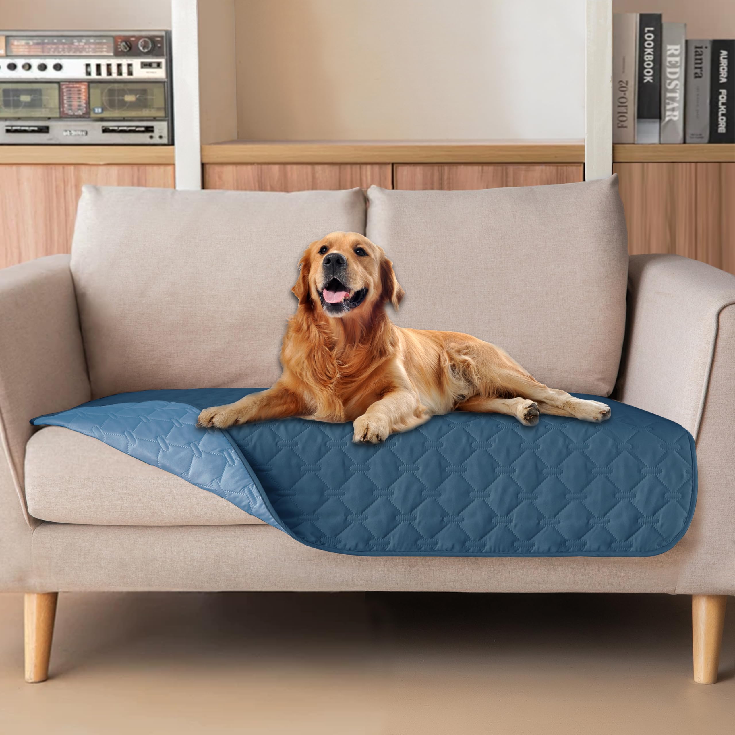 Reversible Quilted Pet Blanket for Beds & Sofas