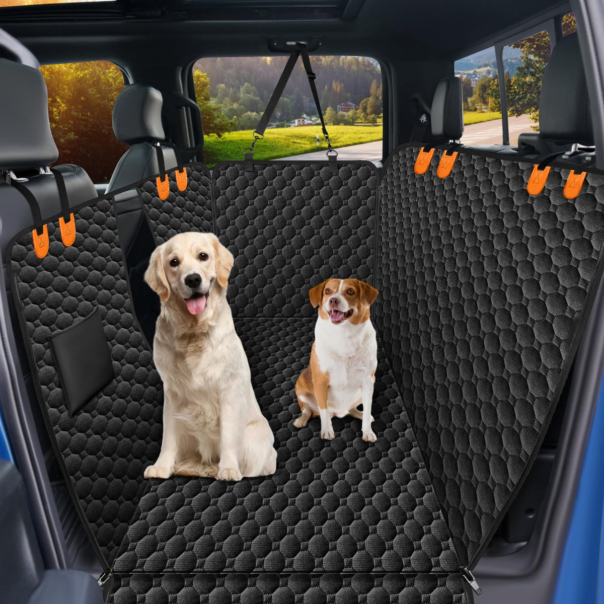 Dog Car Seat Cover for Back Seat, Waterproof Dog Hammock for Car