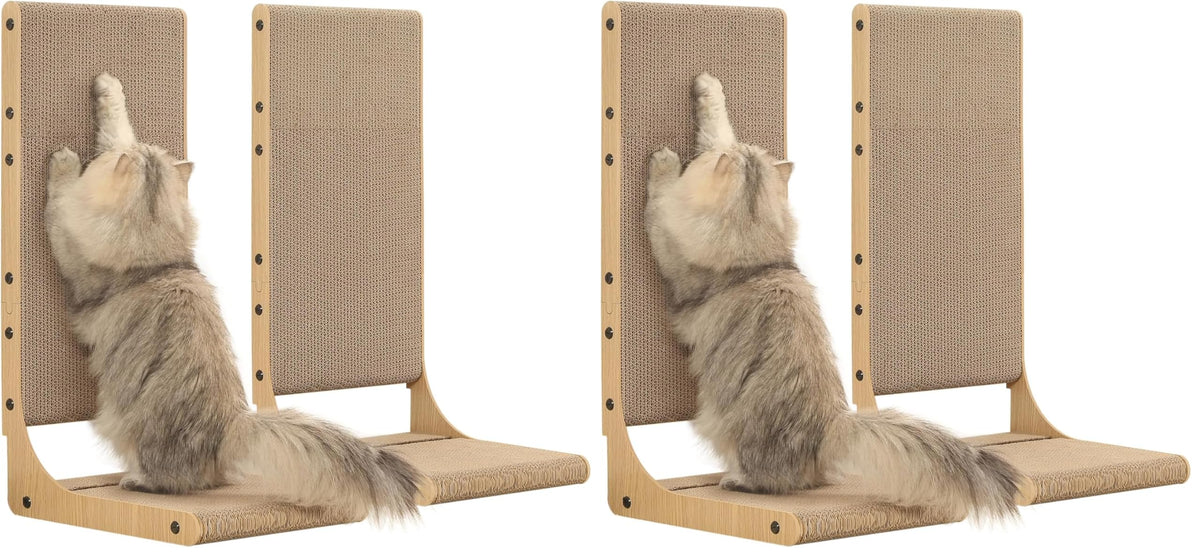 2-Pack L-Shaped Cat Scratching Board – 25.6" Tall Cardboard Scratcher for Indoor Cats