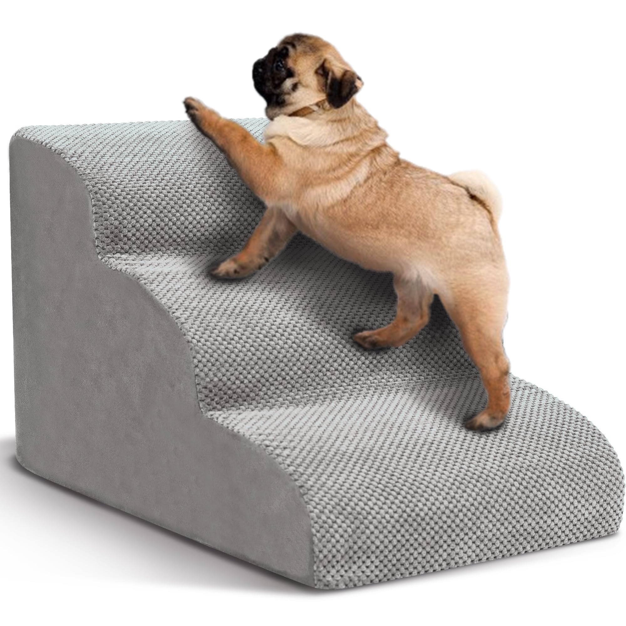 3-Step Dog Stairs for Small Dogs – Soft Foam Pet Steps for Bed & Couch