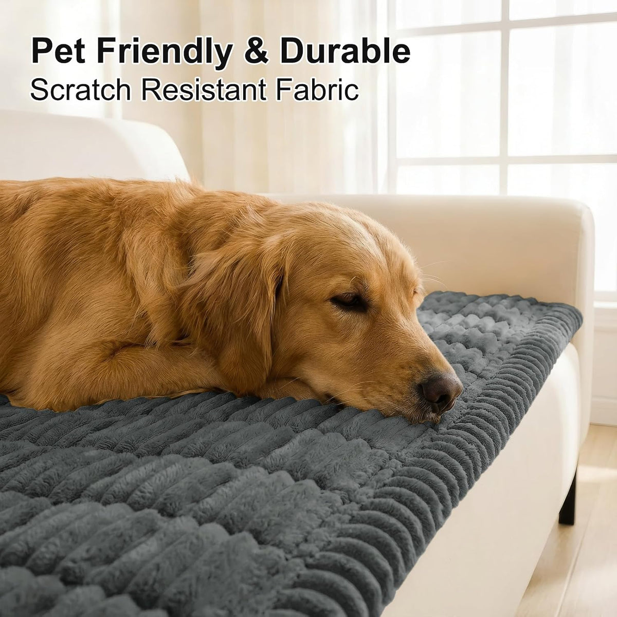 Plush Ribbed Pet Couch Cover