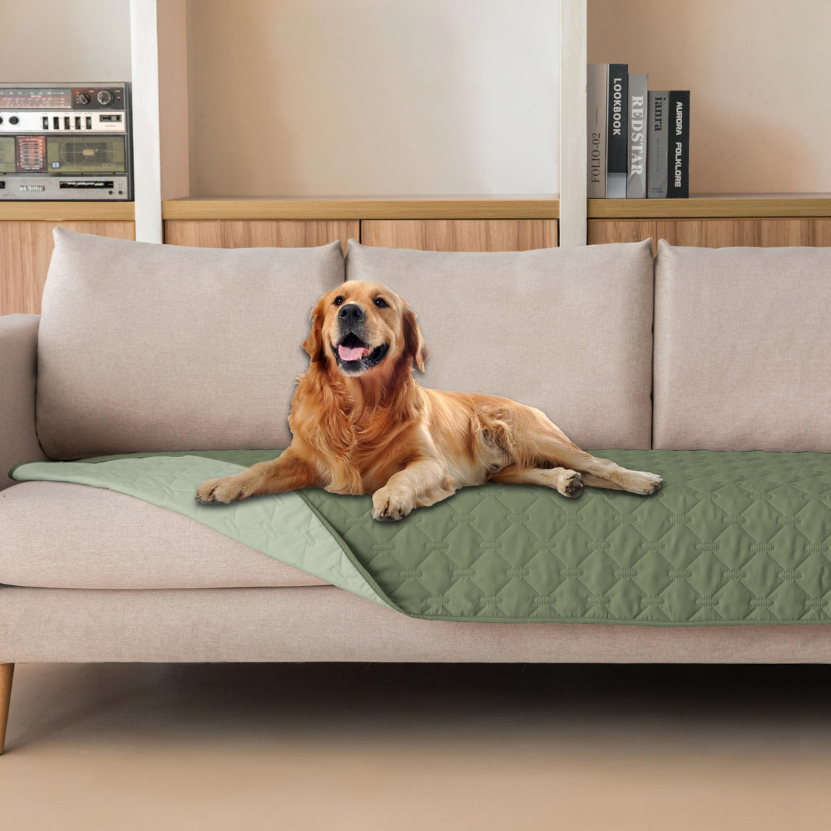 Reversible Quilted Pet Blanket for Beds & Sofas