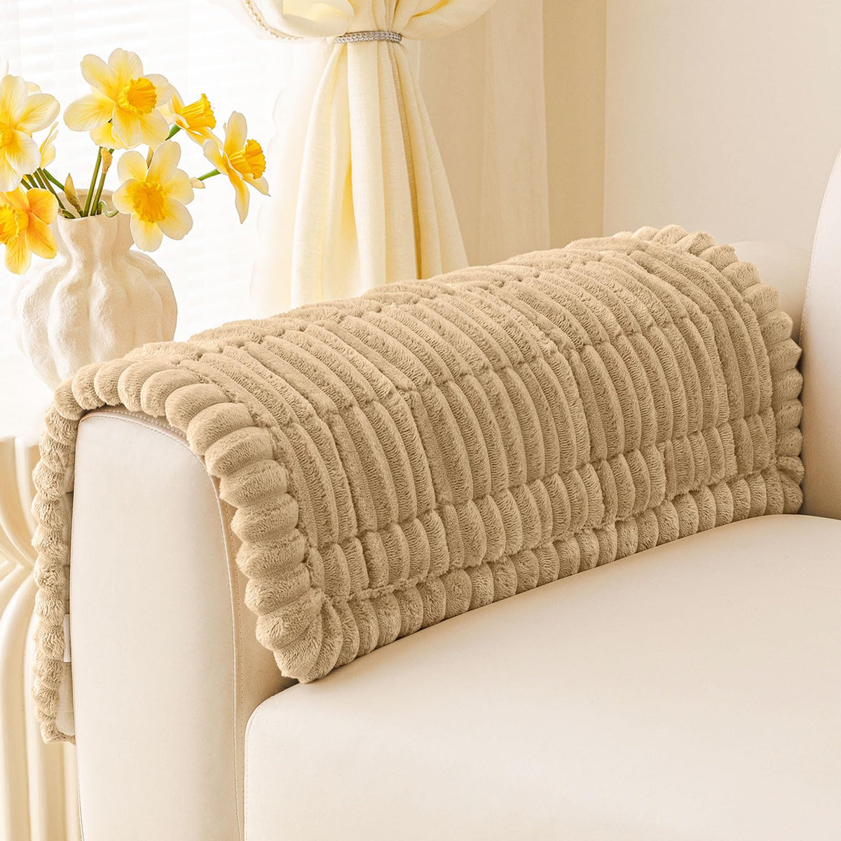 Plush Ribbed Pet Couch Cover