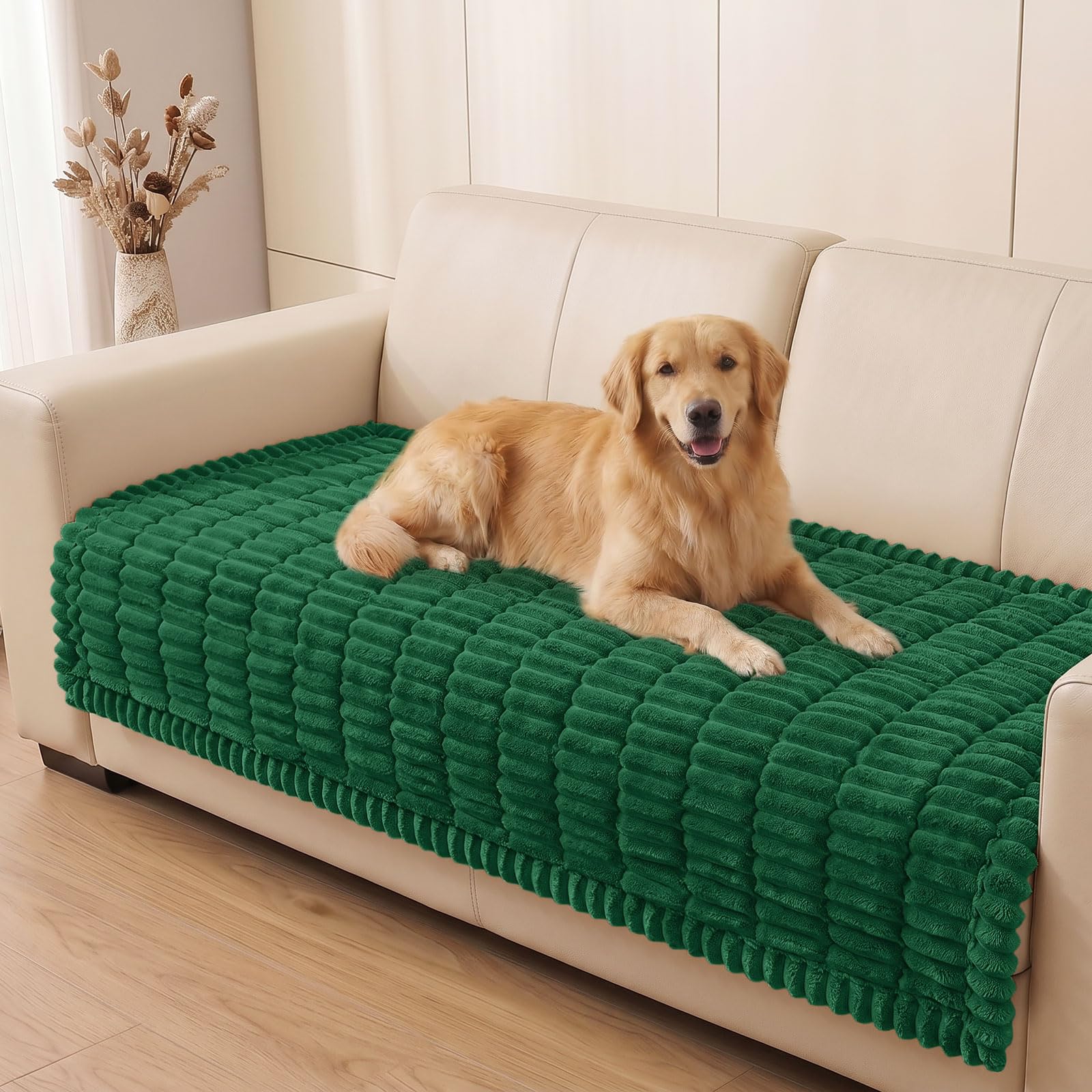 Plush Ribbed Pet Couch Cover