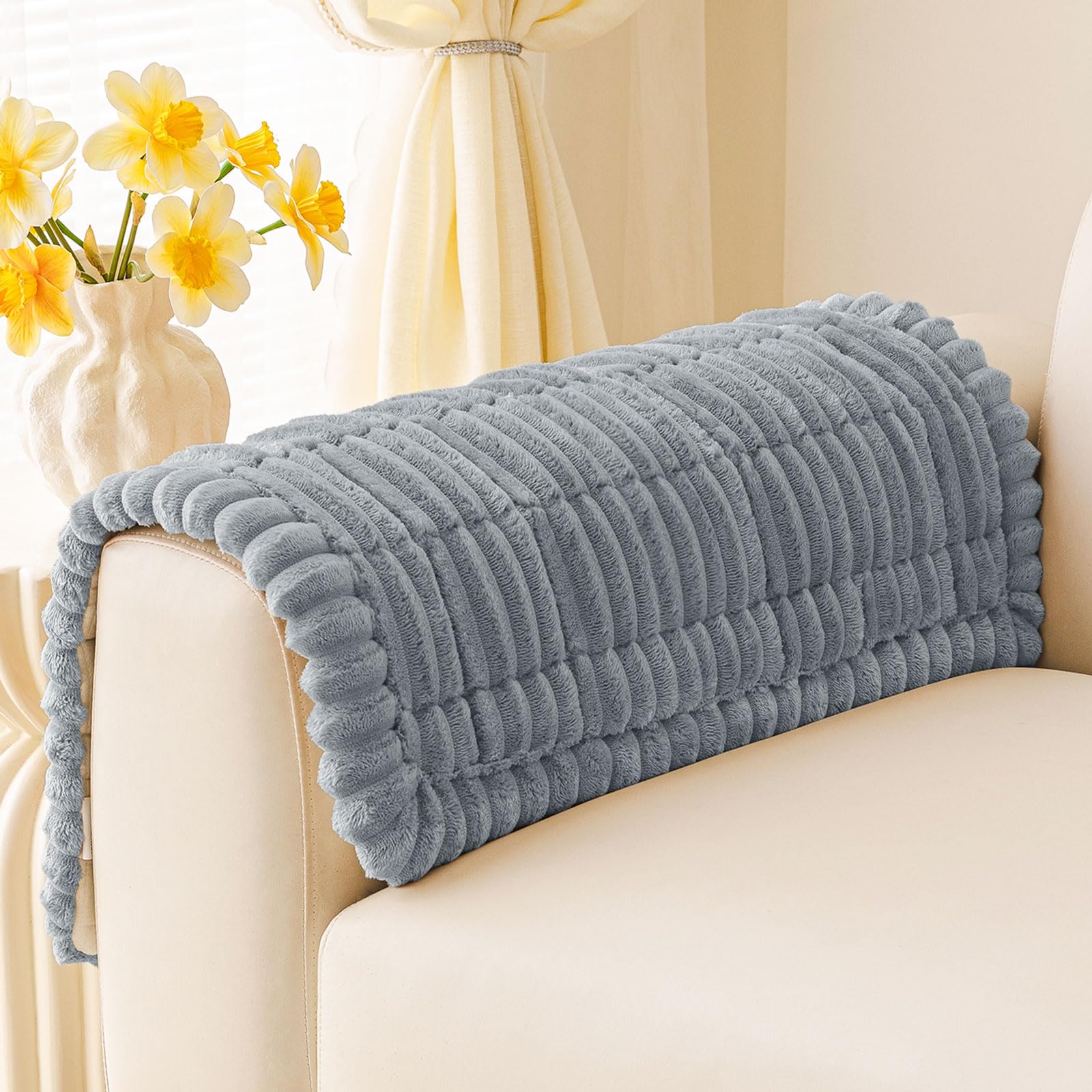Plush Ribbed Pet Couch Cover