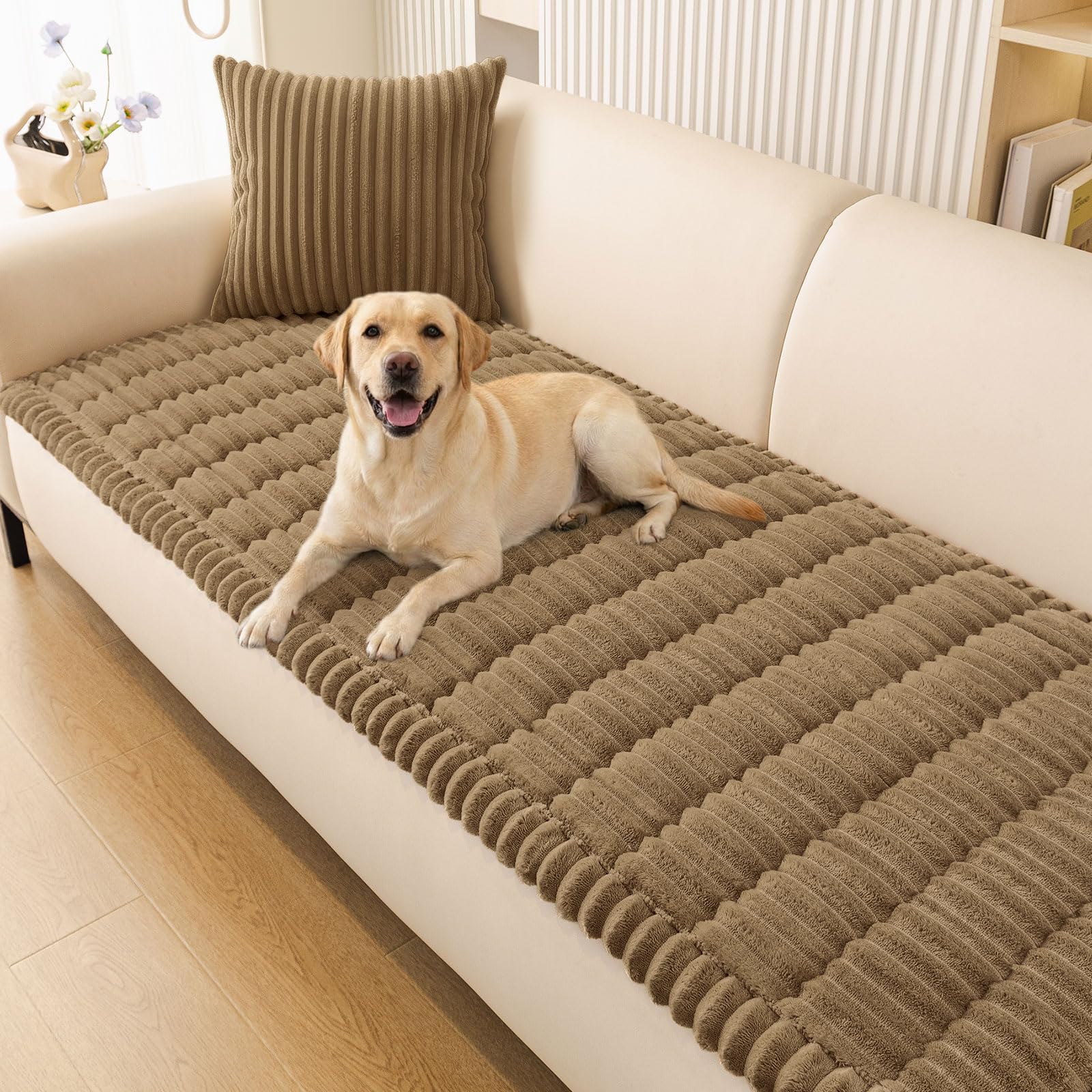 Plush Ribbed Pet Couch Cover