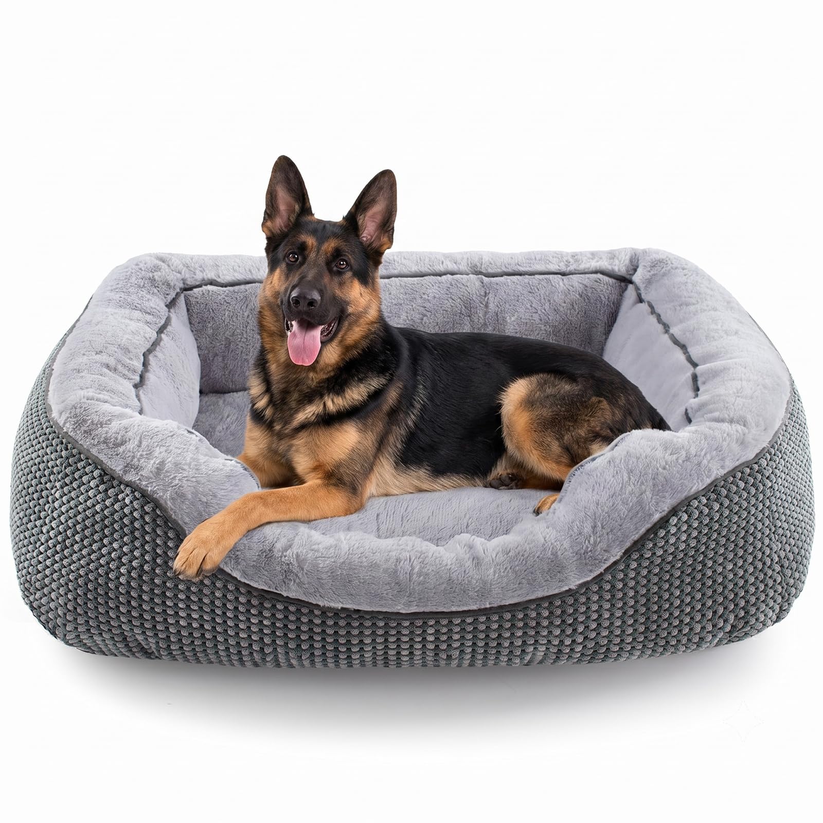 20" Small Dog & Cat Bed – Washable Soft Bolster Pet Bed with Non-Slip Bottom