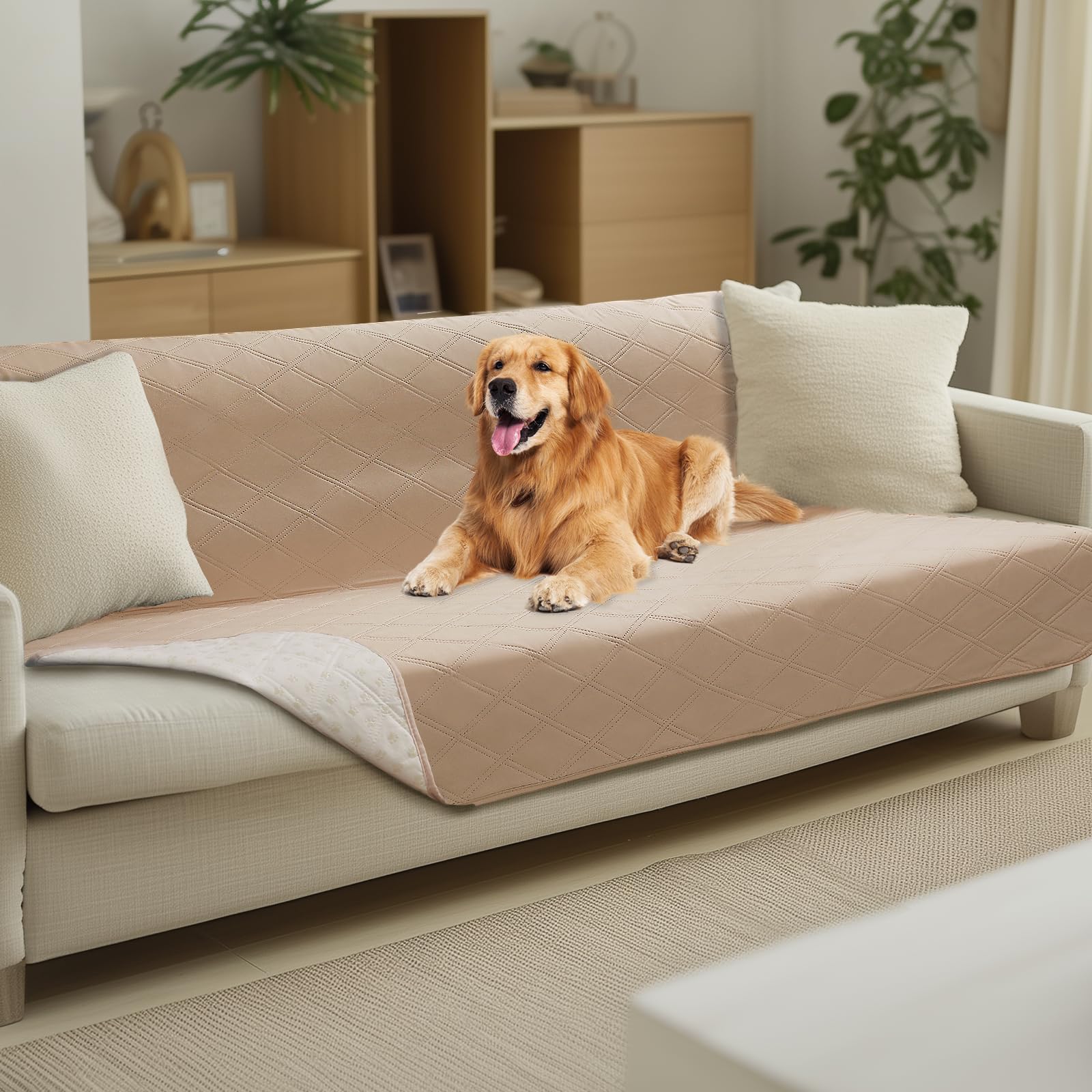 Quilted Pet Couch Protector with Non-Slip Back