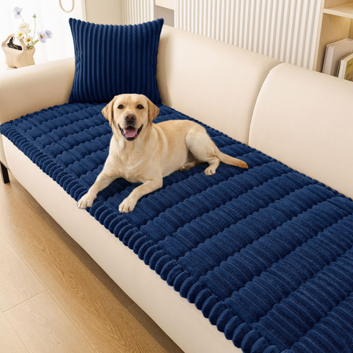 Plush Ribbed Pet Couch Cover