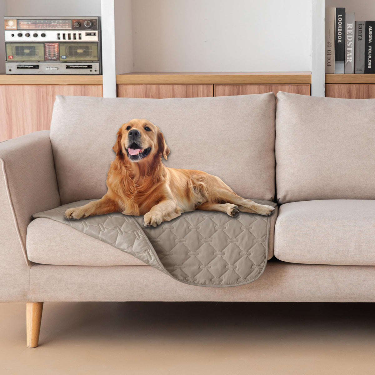 Reversible Quilted Pet Blanket for Beds & Sofas