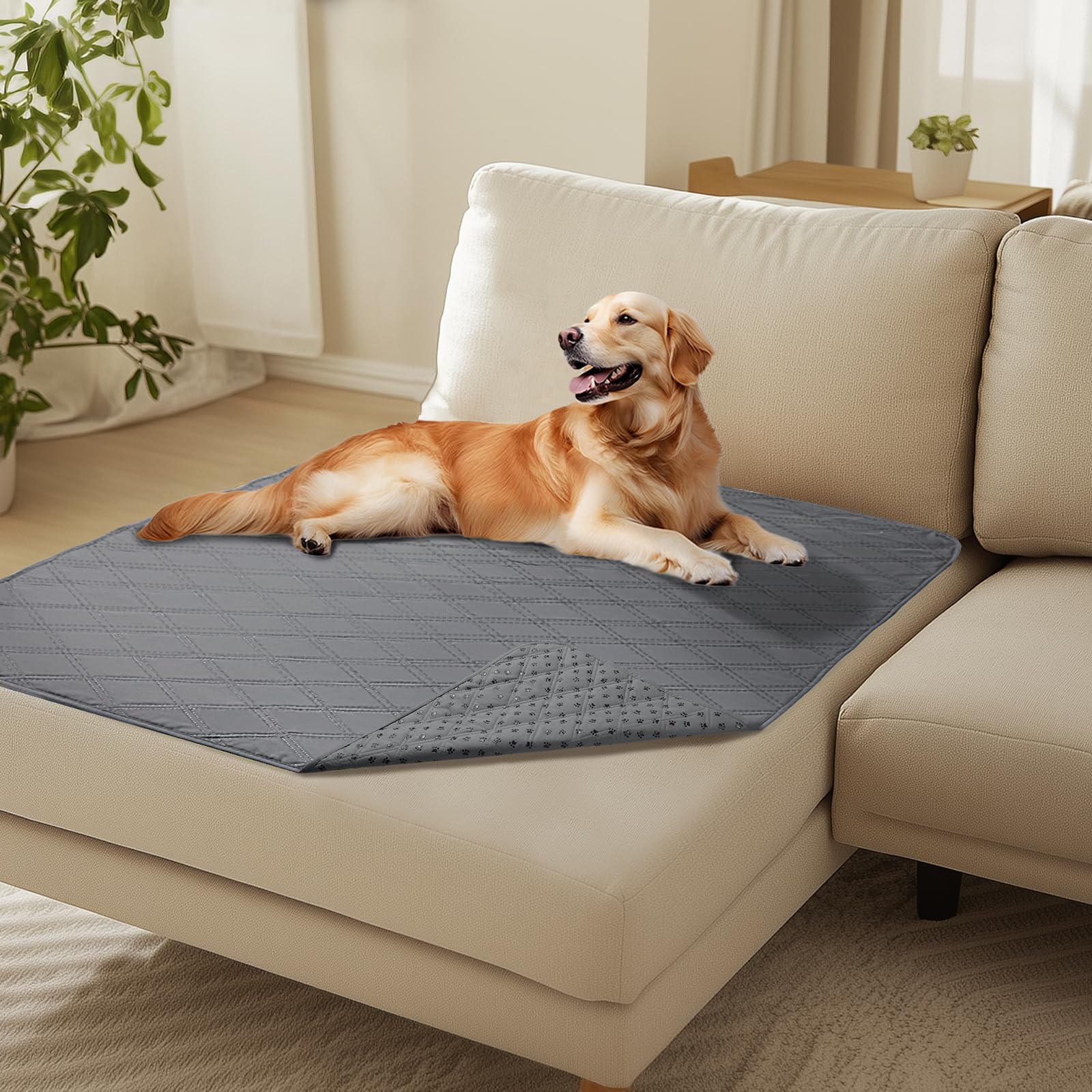 Quilted Pet Couch Protector with Non-Slip Back