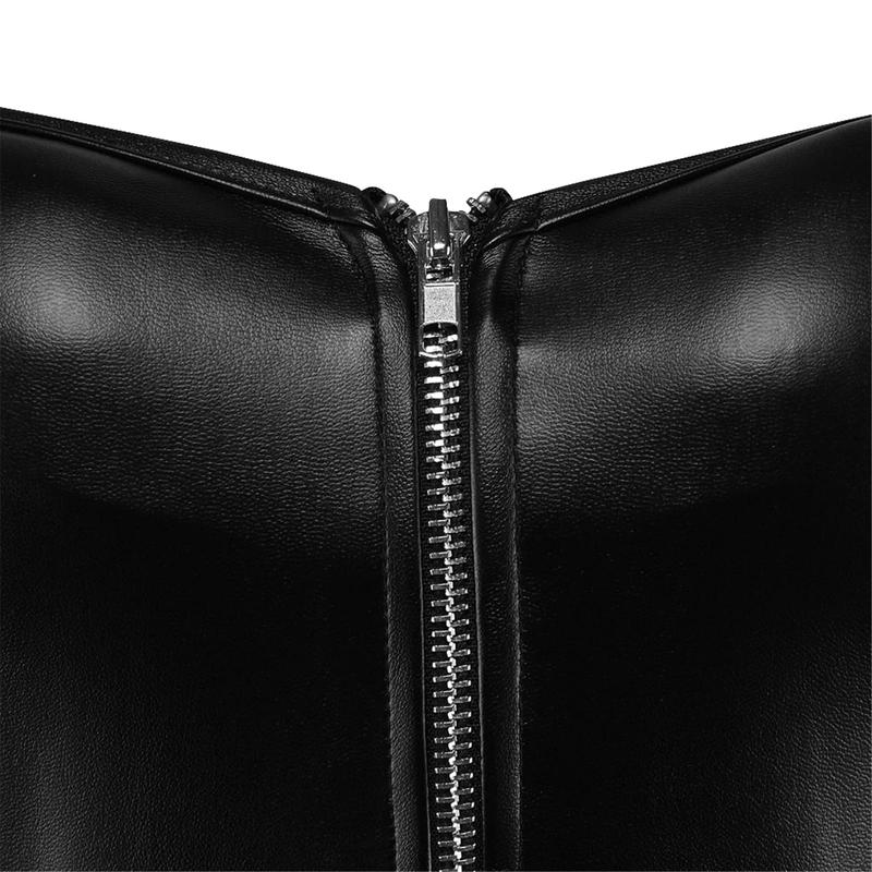 Bonded Leather Bustier Corset Top for Women Faux Leather Bustier Corset Top Steampunk Waist Cincher.