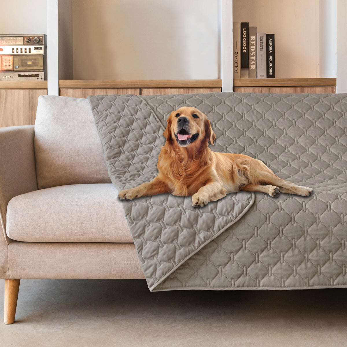 Reversible Quilted Pet Blanket for Beds & Sofas