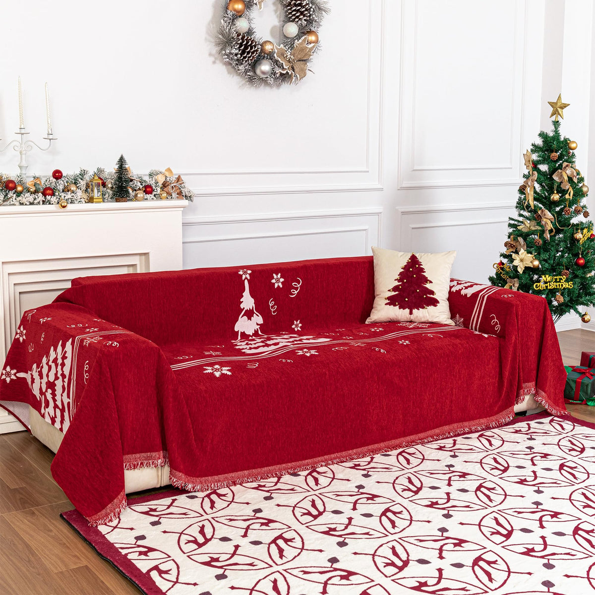 Chenille Pet Couch Cover with Tassel Edges