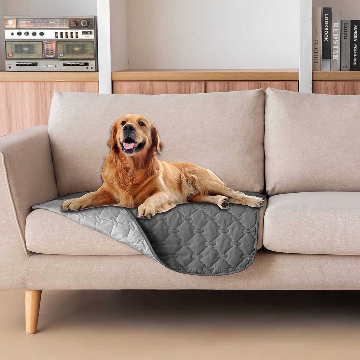 Reversible Quilted Pet Blanket for Beds & Sofas