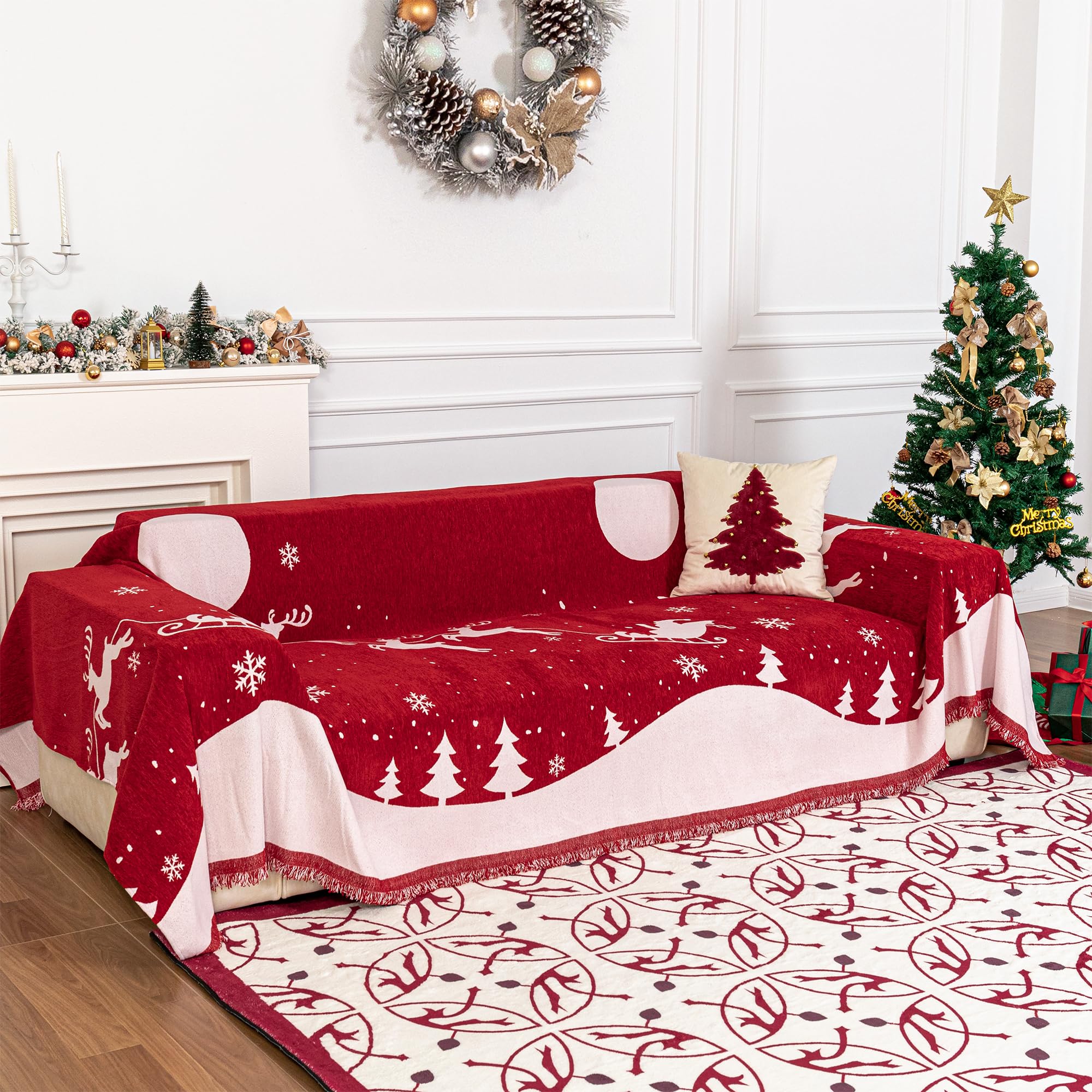 Chenille Pet Couch Cover with Tassel Edges
