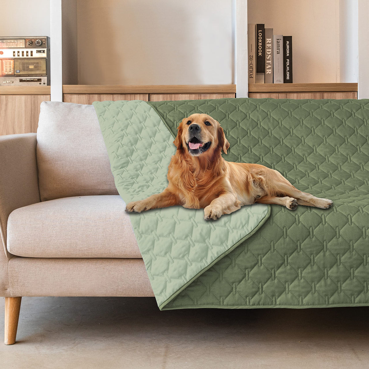 Reversible Quilted Pet Blanket for Beds & Sofas