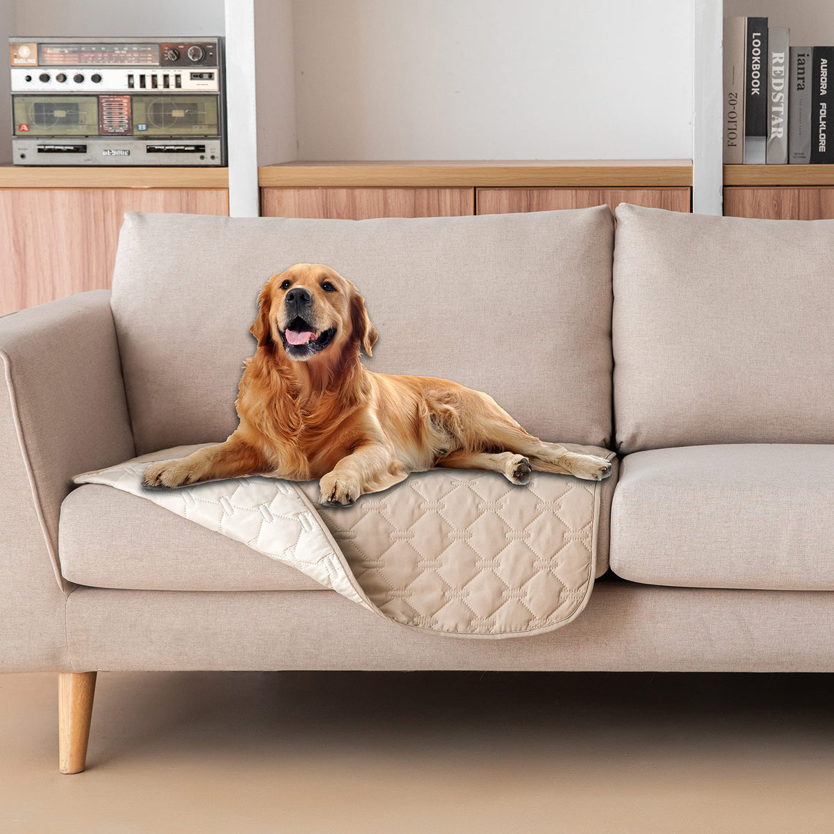 Reversible Quilted Pet Blanket for Beds & Sofas