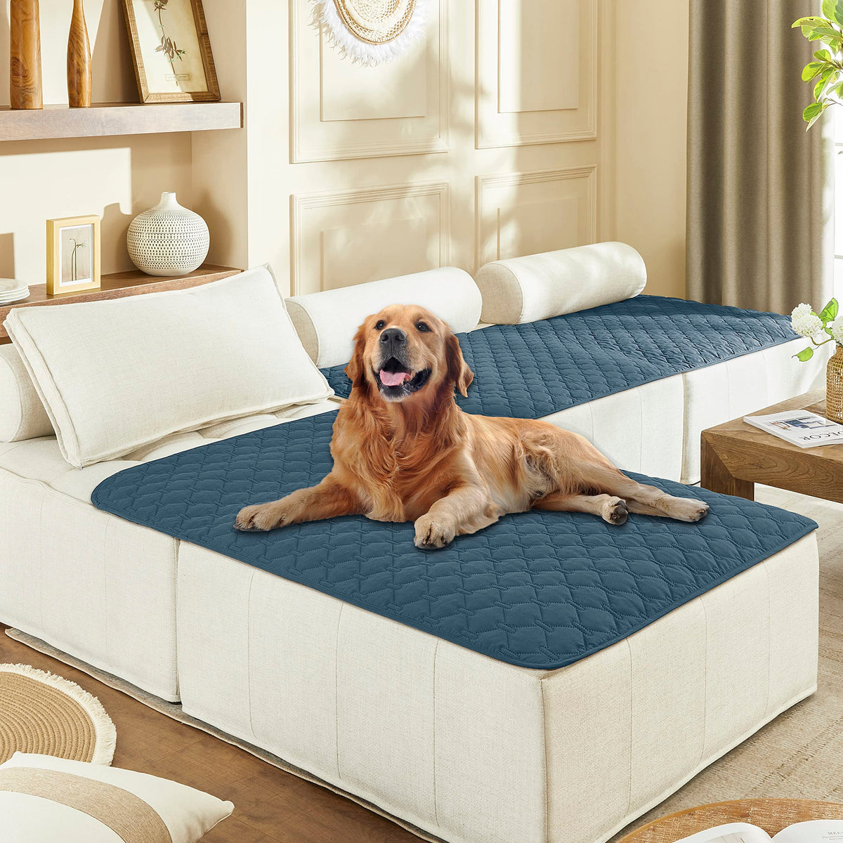Reversible Quilted Pet Blanket for Beds & Sofas