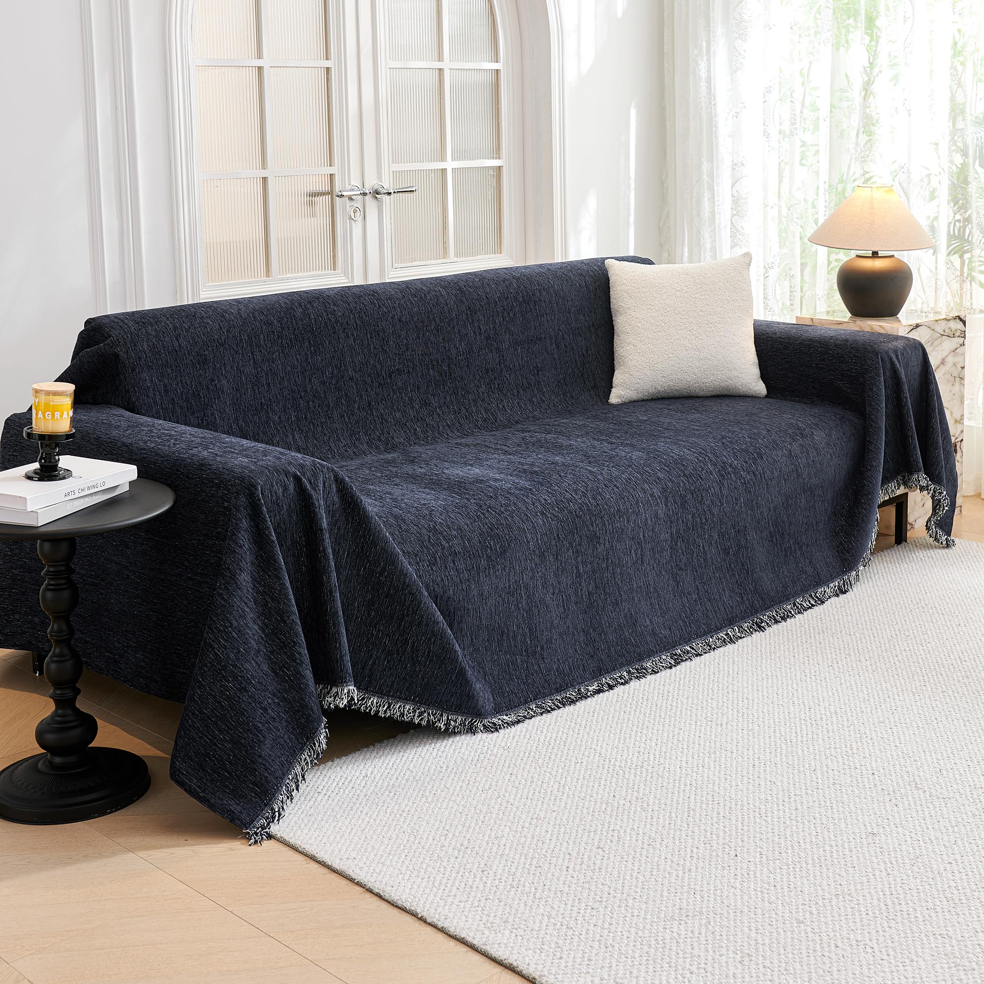 Chenille Pet Couch Cover with Tassel Edges