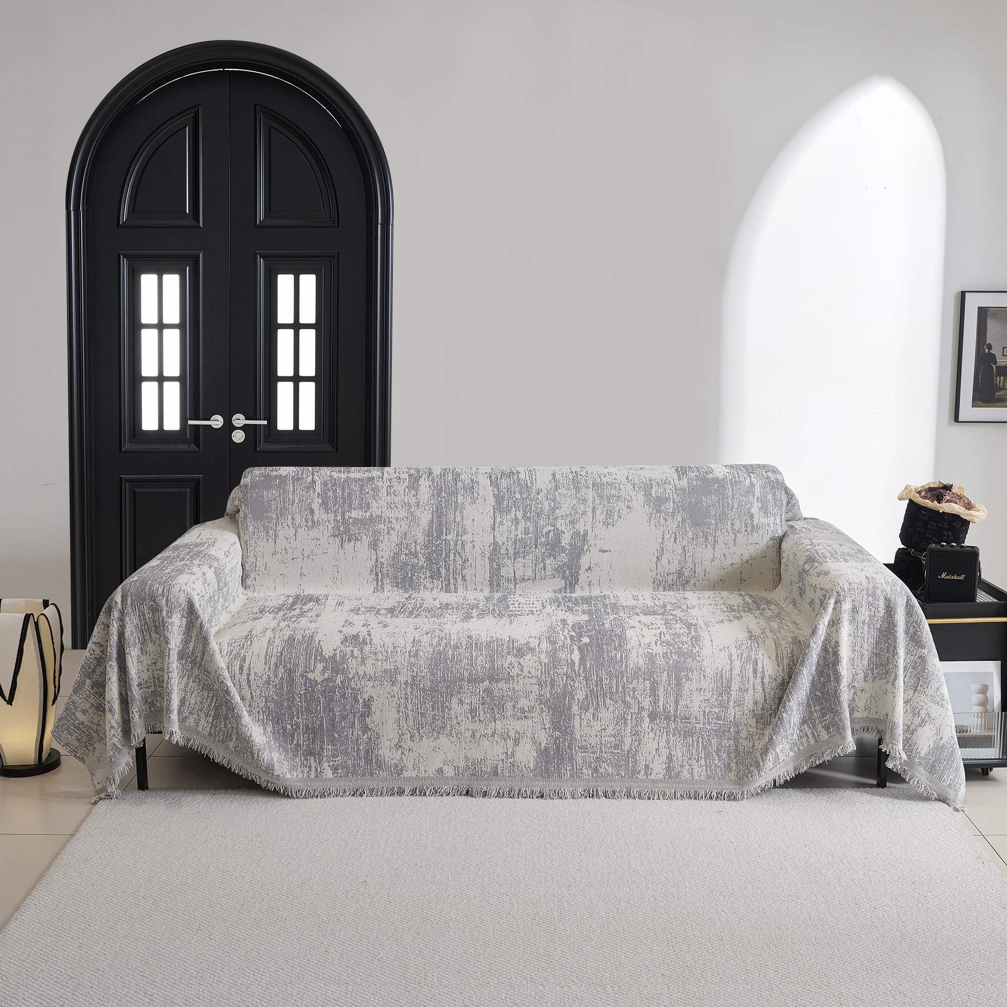 Chenille Pet Couch Cover with Tassel Edges