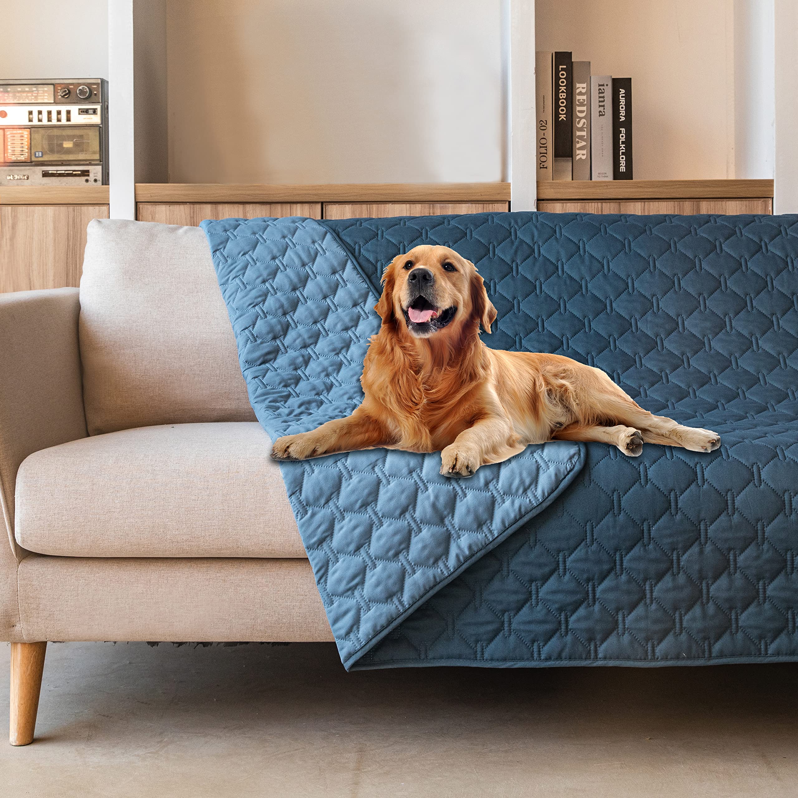 Reversible Quilted Pet Blanket for Beds & Sofas