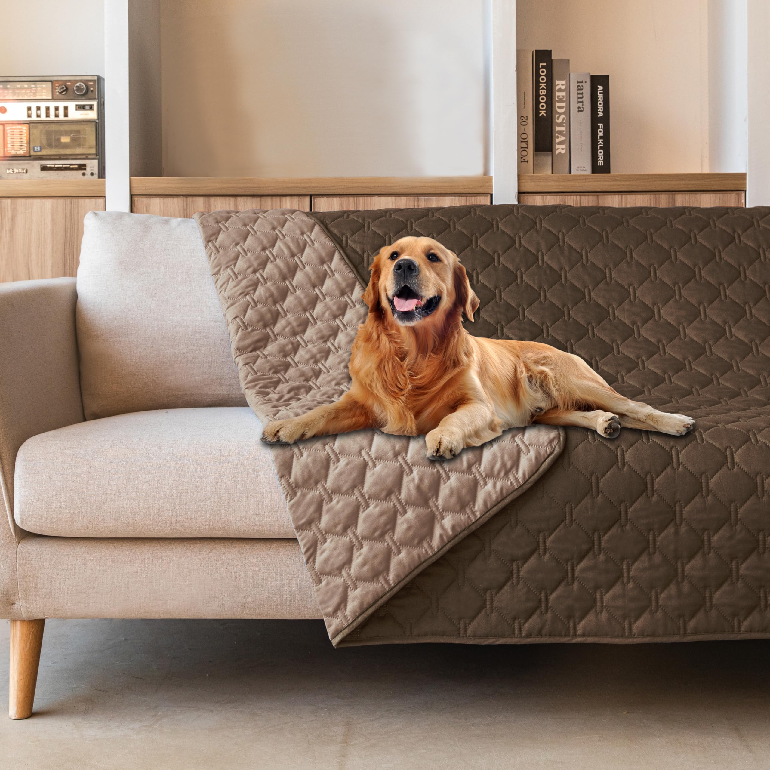 Reversible Quilted Pet Blanket for Beds & Sofas