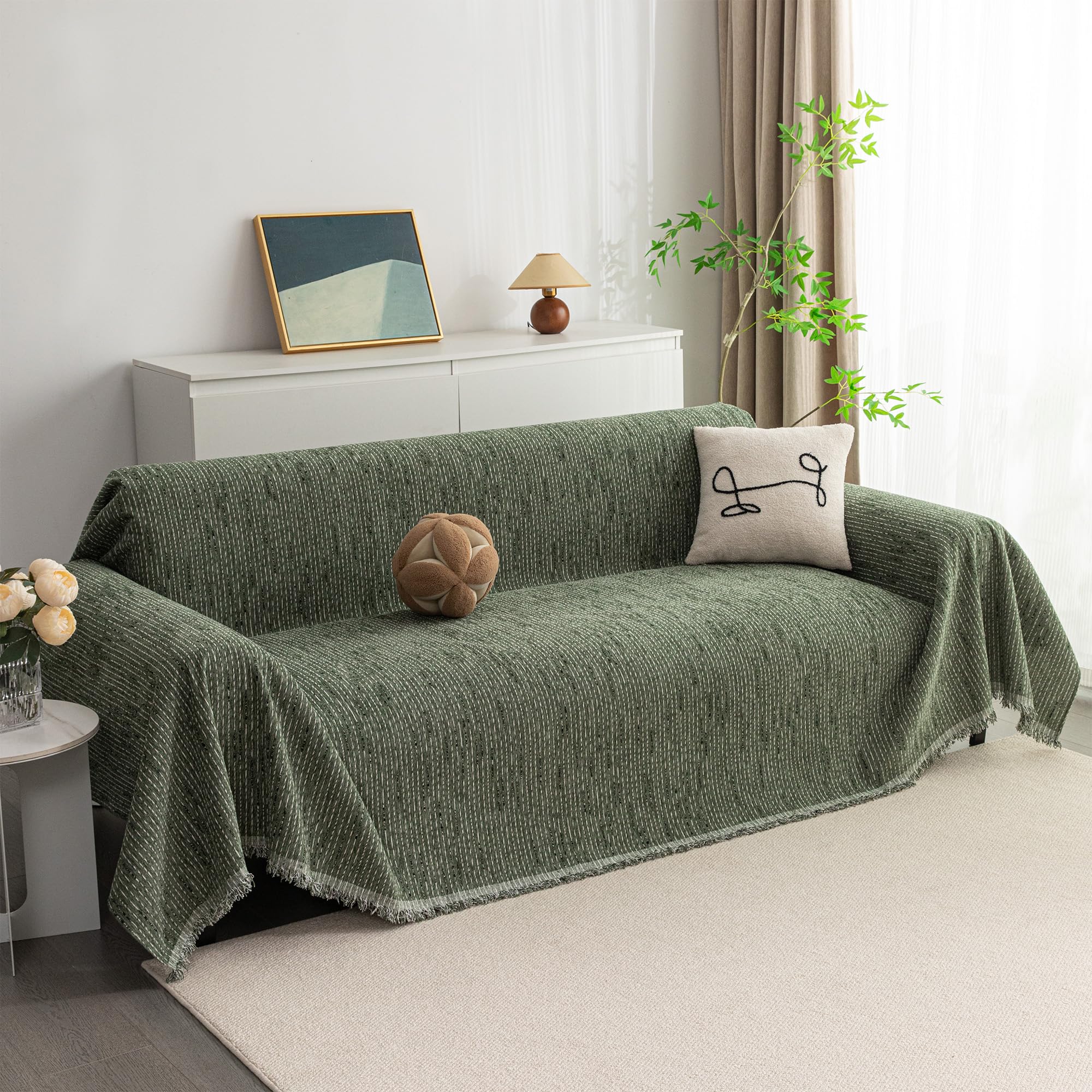 Chenille Pet Couch Cover with Tassel Edges